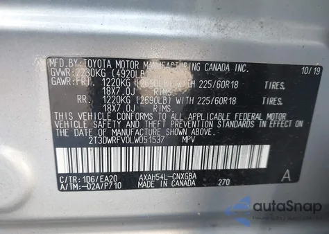 2020 Toyota Rav4 Hybrid Limited from USA, damaged, VIN 2T3DWRFV0LW051537